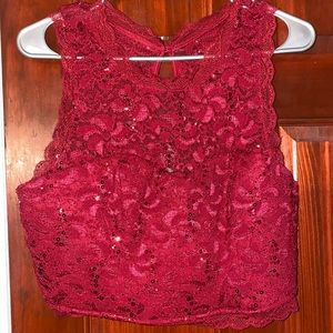 Sequin Hearts Two Piece Short Prom Dress with Lace